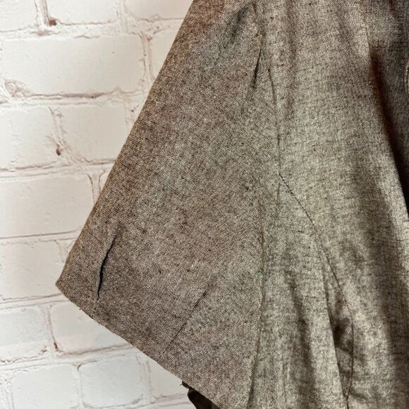 LANE BRYANT beige brown embroidered collared top blouse shirt short sleeve 26 - Picture 4 of 6